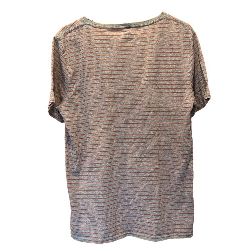 BDG Urban Outfitters Men's Grey and Red Striped Slim Fit Crew Neck T-Shirt - Picture 2 of 4